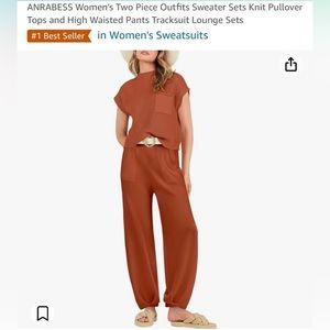 2 Piece Knit Sweater Set-Rust Color
